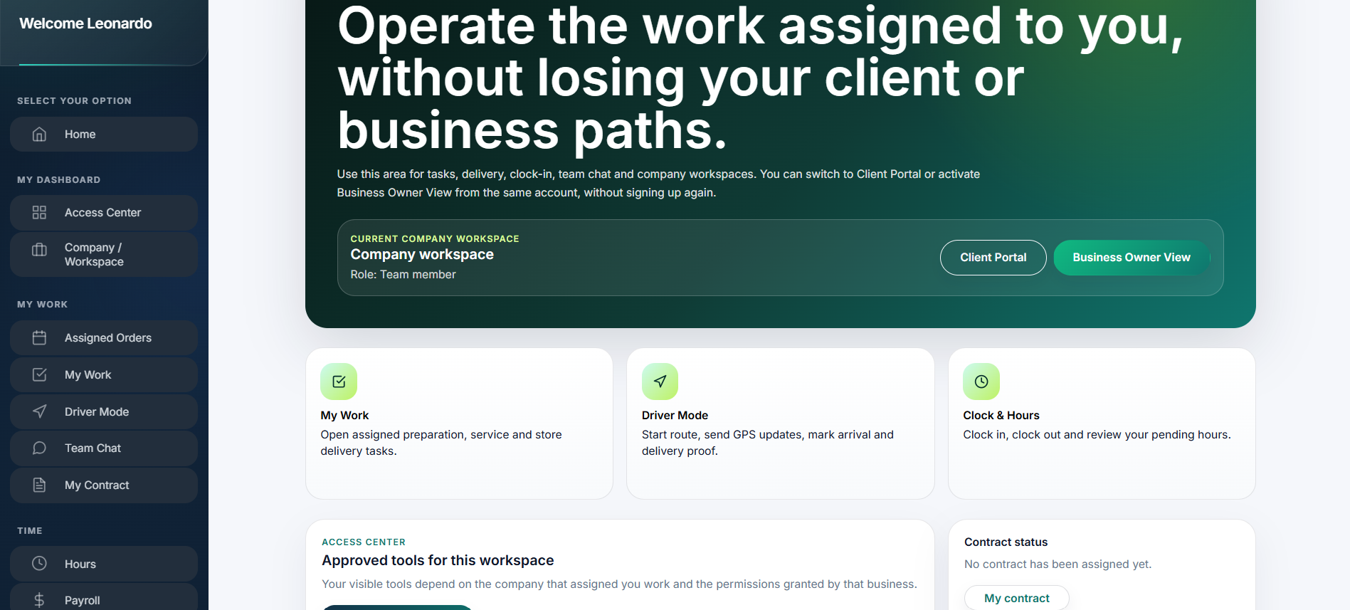 Ophyra dashboard workspace preview 4