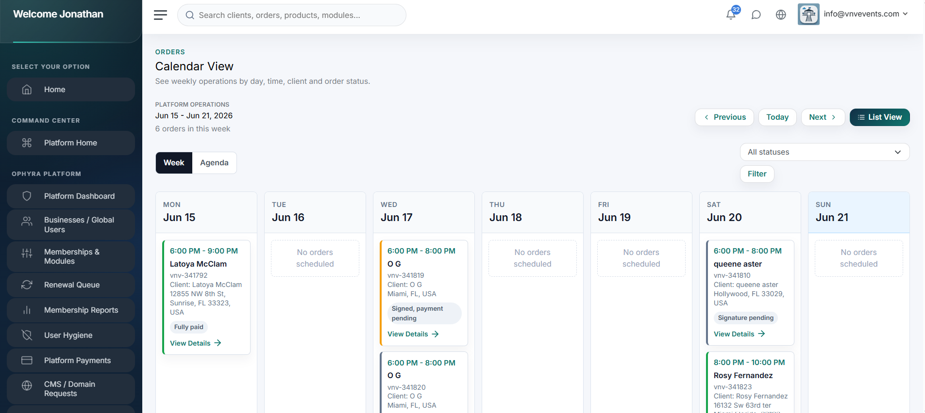 Ophyra dashboard workspace preview 6